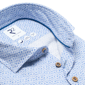 Bedrucktes Leinenmischhemd 018 - Light blue