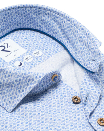 Chemise imprimée en mélange de lin 018 - Light blue
