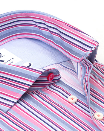 Gestreiftes Baumwollhemd 014 - Blue