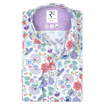 Floral print cotton shirt 073 - Multicolour