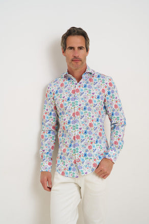 Floral print cotton shirt 073 - Multicolour