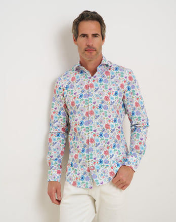 Blumenmuster Baumwollhemd 073 - Multicolour