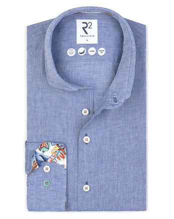Linen blend shirt 012 - Cobalt