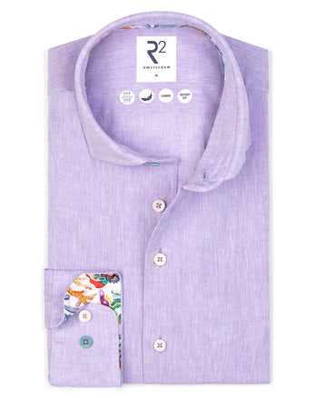 Linnen blend overhemd 067 - Lilac