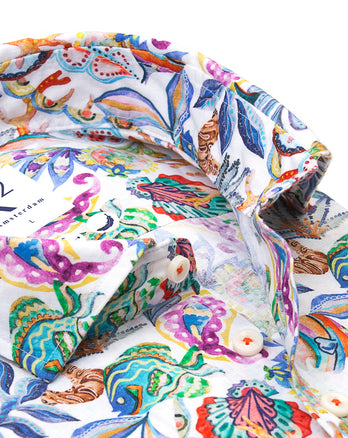 Meeresprint Leinenmisch-Hemd 073 - Multicolour