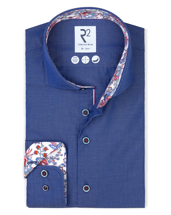 Easy care cotton shirt 014 - Blue