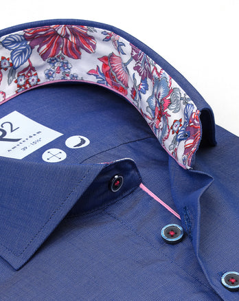 Easy care cotton shirt 014 - Blue