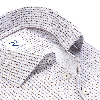 Floral print cotton shirt 041 - Brown