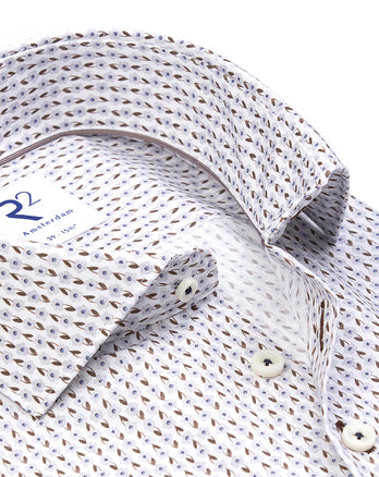 Blumenmuster Baumwollhemd 041 - Brown