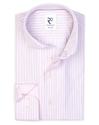 Gestreept katoenen overhemd 088 - Light pink