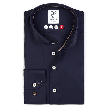 Strijkvrij dobby katoenen overhemd 010 - Navy