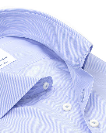 Krijtstreep katoenen overhemd 018 - Light blue
