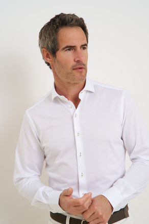 Extra long sleeves. Travel shirt dobby 004 - White