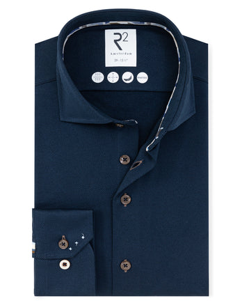 Extra lange Ärmel. Travel Hemd Dobby 010 - Navy