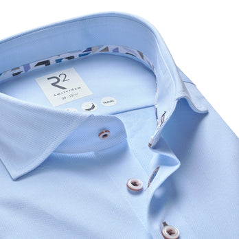 Extra long sleeves. Travel shirt dobby 018 - Light blue