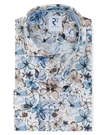 Manches extra longues. Chemise en lin stretch à imprimé floral 045 - Beige