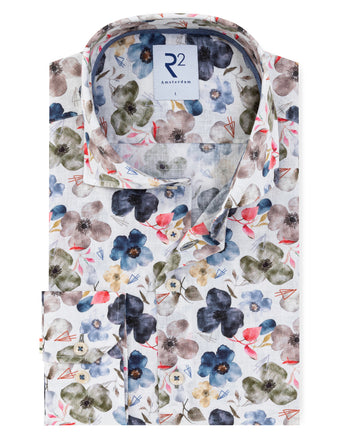 Manches extra longues. Chemise en lin stretch à imprimé floral 073 - Multicolour