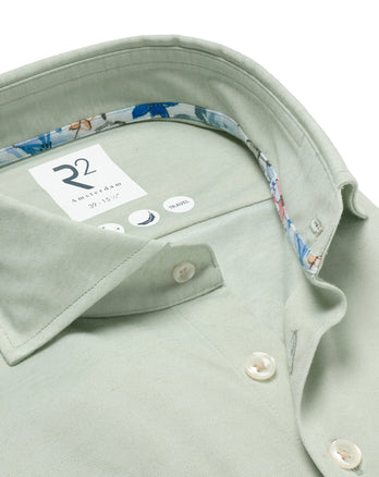 Extra lange Ärmel. Leinenmischung Travel Hemd 071 - Light green