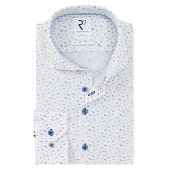 Extra long sleeves. Travel shirt paper plane print 073 - Multicolour