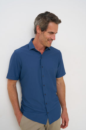 Short sleeve polyamide blend shirt 010 - Navy