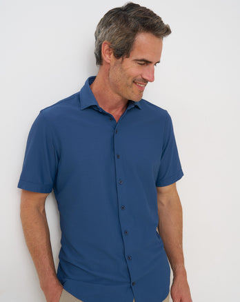 Short sleeve polyamide blend shirt 010 - Navy
