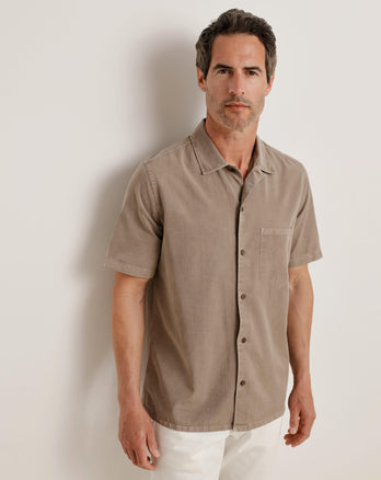 Chemise à manches courtes en mélange de lyocell 042 - Taupe