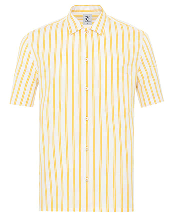 Short sleeve dobby striped cotton shirt 055 - Yellow