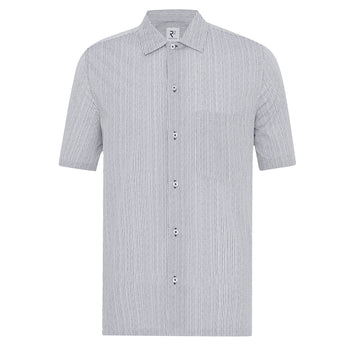 Chemise coton stretch rayée manches courtes 074 - Green