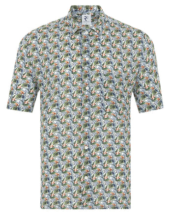 Korte mouwen bloemenprint linnen overhemd 073 - Multicolour