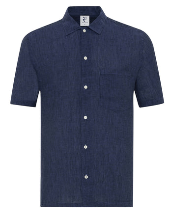 Korte mouwen linnen overhemd 010 - Navy