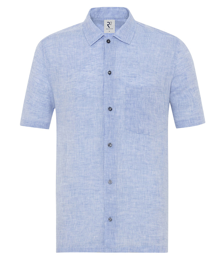 Kurzarm-Leinenhemd 018 - Light blue