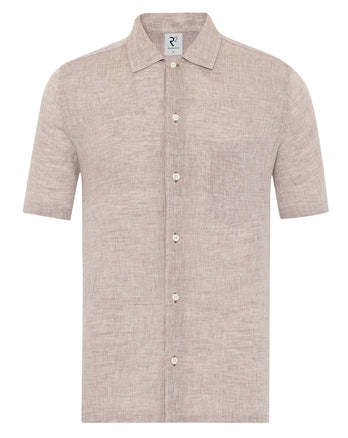 Korte mouwen linnen overhemd 045 - Beige