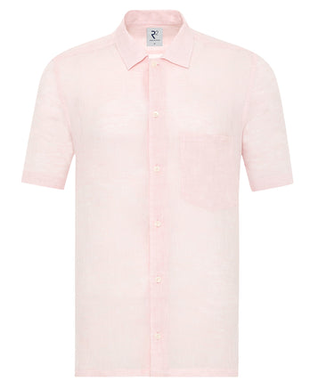 Korte mouwen linnen overhemd 088 - Light pink