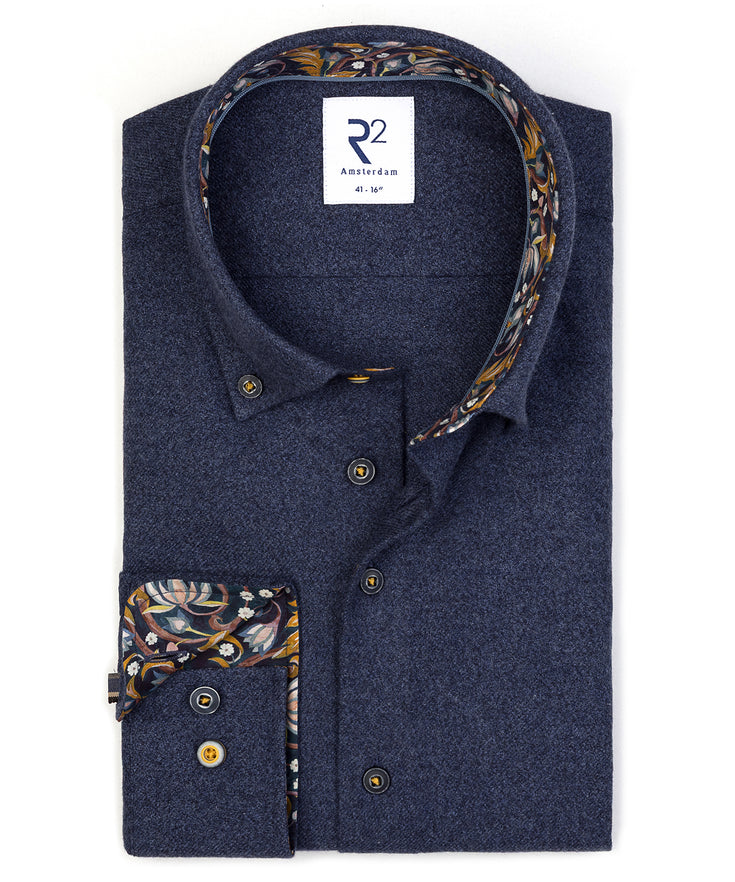 Heavy flannel cotton shirt 010 - Navy