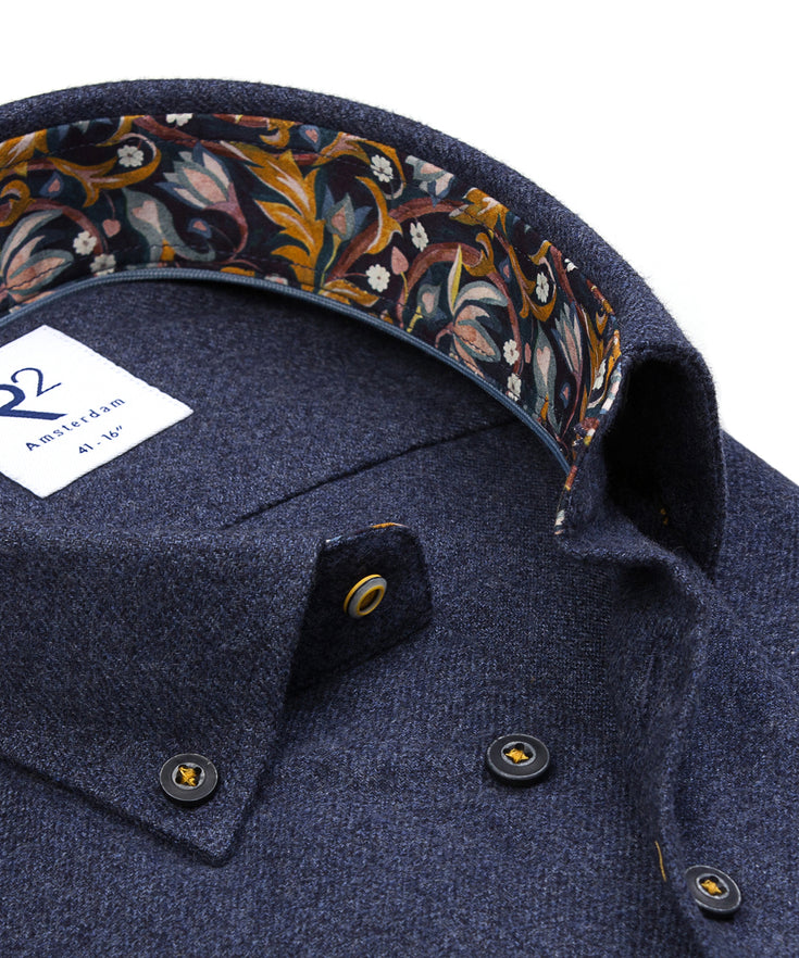 Heavy flannel cotton shirt 010 - Navy