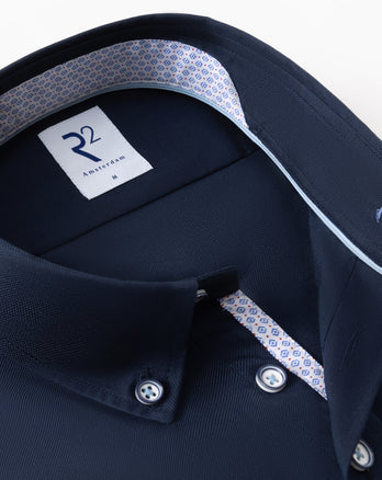 Dobby cotton stretch shirt 010 - Navy