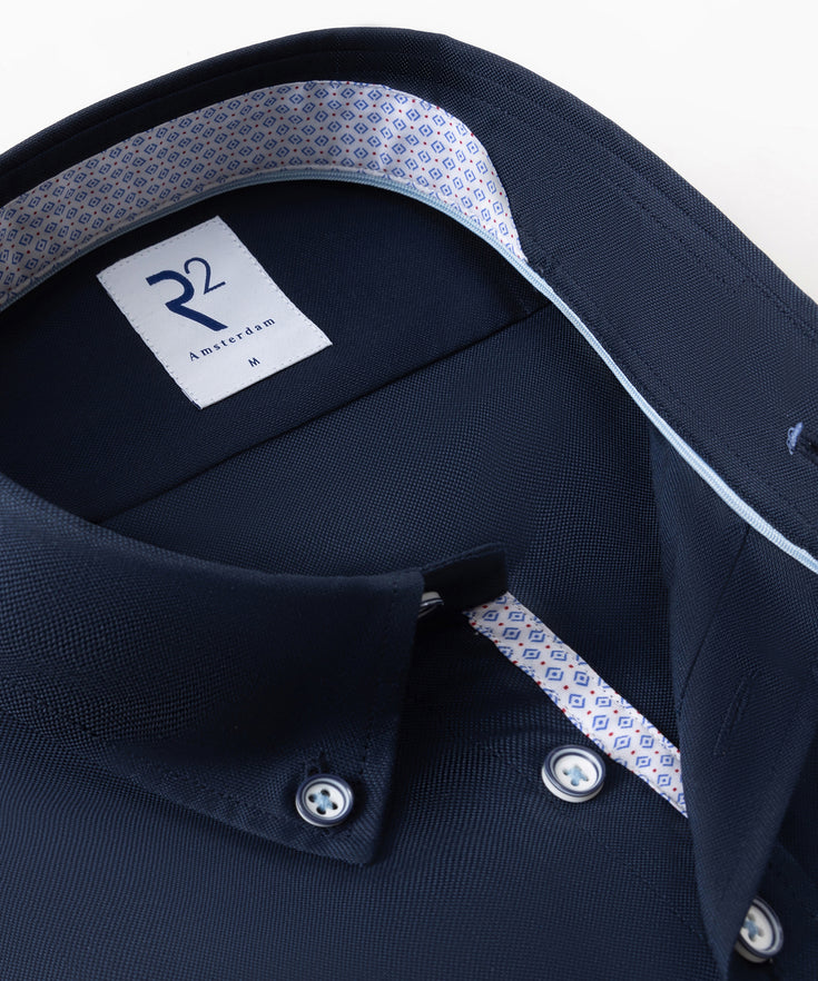 Dobby cotton stretch shirt 010 - Navy