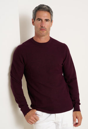 Merino wool crew neck 080 - Bordeaux