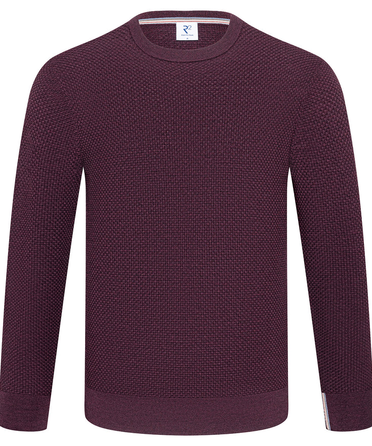 Merino wool crew neck 080 - Bordeaux