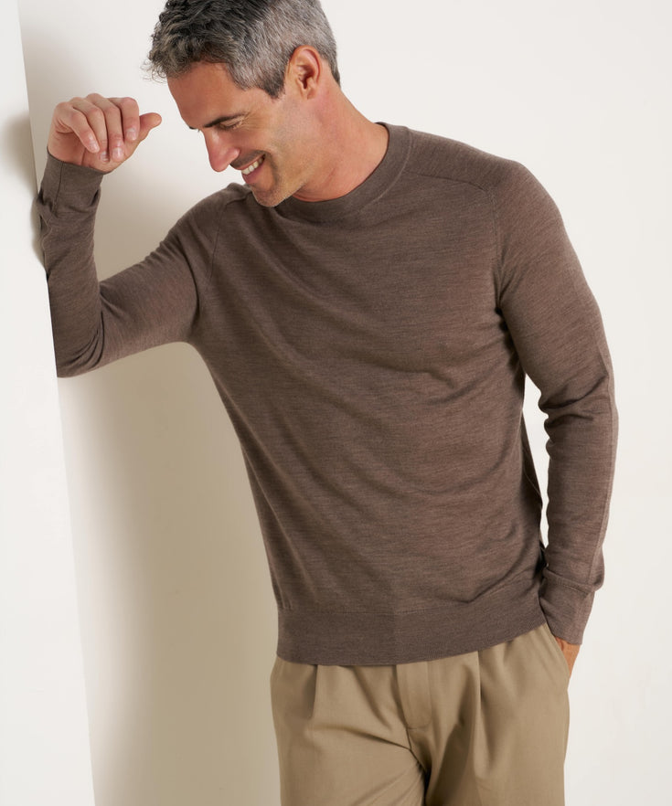 Merino wool crew neck 042 - Taupe