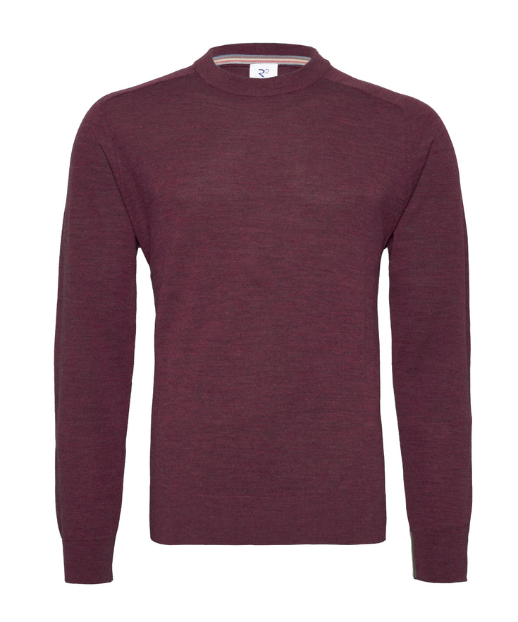 Merino wool crew neck 080 - Bordeaux