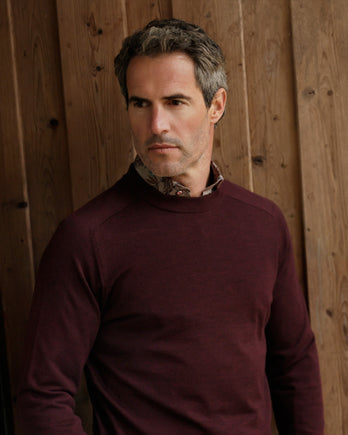 Merino wool crew neck 080 - Bordeaux