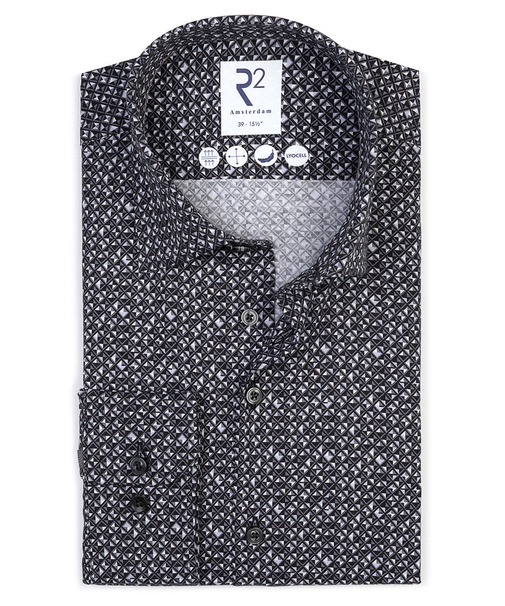 Lyocell blend stretch shirt 020 - Black