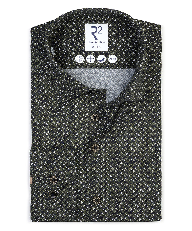 Lyocell blend stretch shirt 070 - Dark green