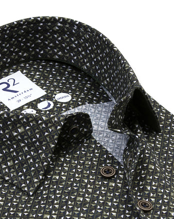 Lyocell blend stretch shirt 070 - Dark green