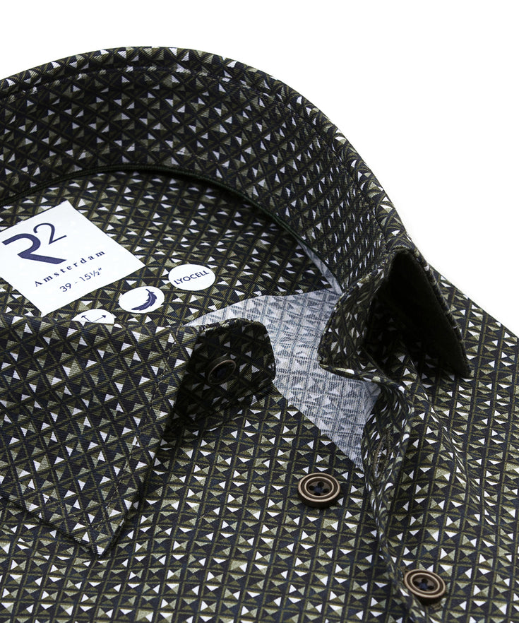 Lyocell blend stretch shirt 070 - Dark green