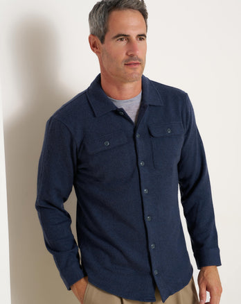 Knitted overshirt mélange laine mérinos 010 - Navy