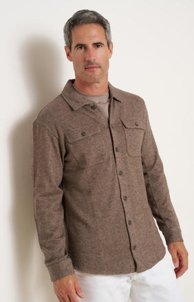 Merino wool blend knitted overshirt 042 - Taupe