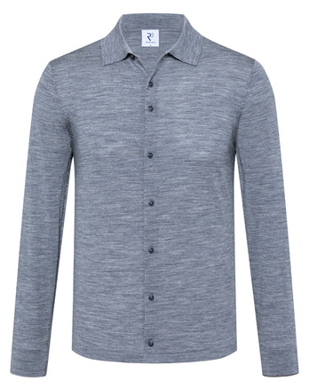 Merinowol knitted overhemd 028 - Grey