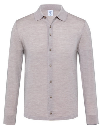 Merinowol knitted overhemd 045 - Beige
